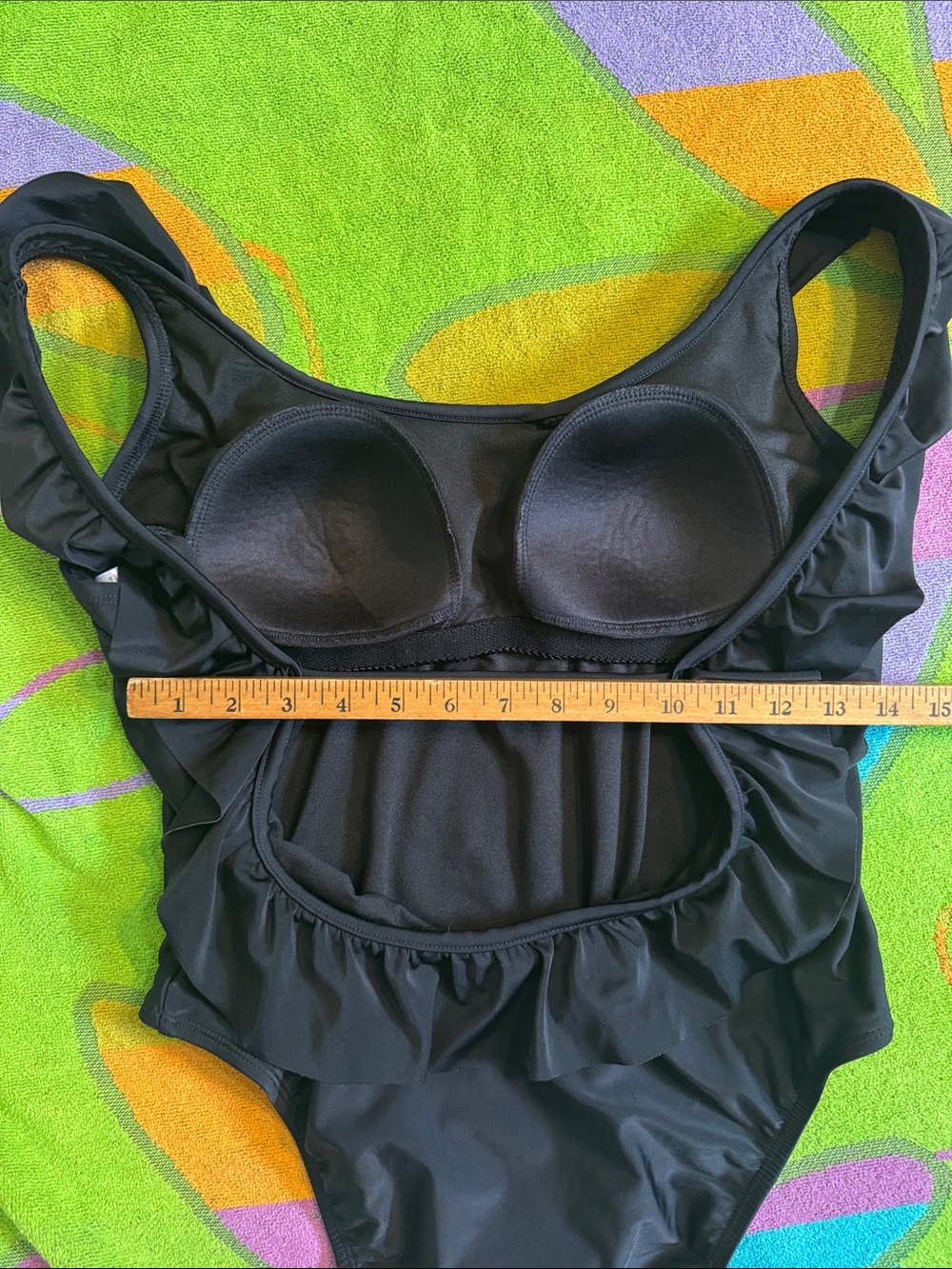 Women's Shade & Shore Ruffled Scoop-Back One Piece Black Swimsuit Size Large - Picture 6 of 7